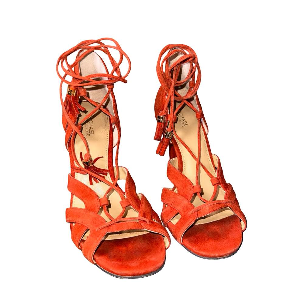 Michael Kors Red Suede Lace-Up Tassel Stiletto Heels Size 7